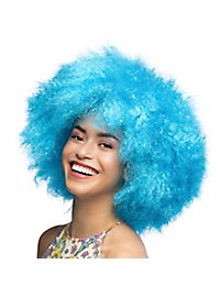 Perruque UV bleu néon « barbe à papa