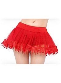 Petticoat mit breiter Spitzenborte rot