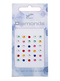 Pietre glitterate da applicare sul viso, coloratissime