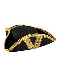 Pirate tricorn hat with gold trim