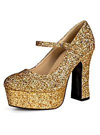 Plateau Schuhe glitter-gold