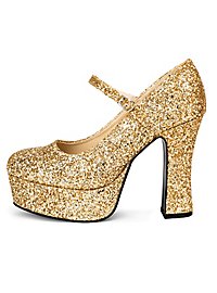 Plateau Sko Glitter-Guld