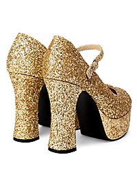 Plateau Sko Glitter-Guld