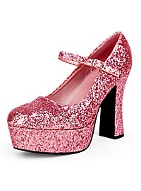 Plateau Sko Glitter-Rosa