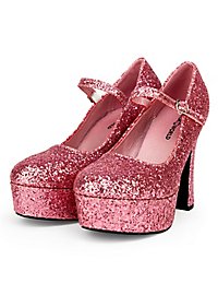 Plateau Sko Glitter-Rosa