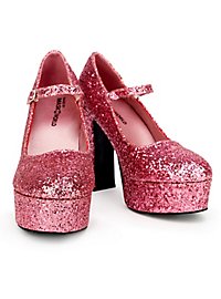 Plateau Sko Glitter-Rosa