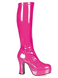 Platform boots with zipper hot pink