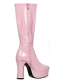 Platform boots with zipper hot pink
