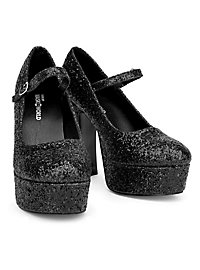 Platform shoes glitter-black