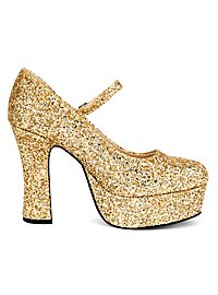 Platform shoes glitter-gold