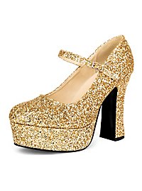 Platform shoes glitter-gold