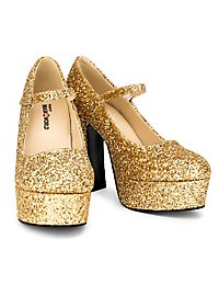 Platform shoes glitter-gold