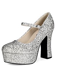 Platform shoes glitter-silver