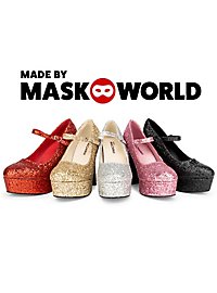 Platform shoes glitter-silver