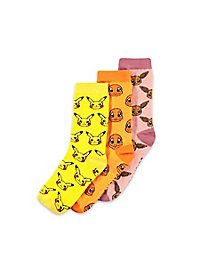Pokémon - Lot de 3 chaussettes Pikachu/Glumanda/Evoli