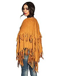 Poncho in ecopelle con frange