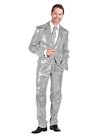 Pop singer sequined suit silver costume