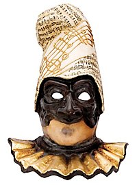 Pulcinella Sort Med Musikhat Venetiansk Maske