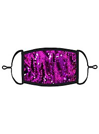 Purple-silver reversible sequins mouth-nose-mask