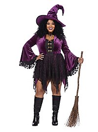 purple witchy dress Dare Fashion Adult Gothic Witch Costume Black Corset Dress Purple Hat Tights 4x