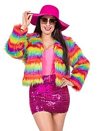 Rainbow faux fur jacket