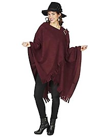 Red-Brown Poncho with Clasp