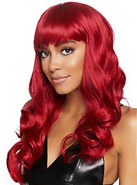 Red long hair wig with fringes