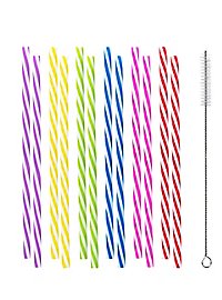 Reusable plastic straws colourful 12 pieces