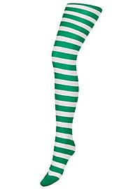 Ringelstrumpfhose für Damen grün-weiß