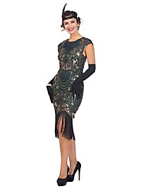 Robe de cocktail années 20 vert sapin