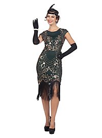 Robe de cocktail années 20 vert sapin