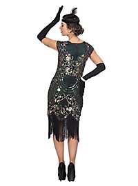 Robe de cocktail années 20 vert sapin