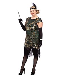 Robe de cocktail années 20 vert sapin