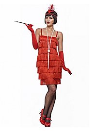 Rød Flapper Cocktailkjole Med Frynser