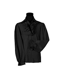 Ruched shirt with jabot black