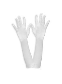 Satin Elbow Gloves White