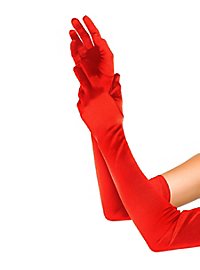 Satin Gloves extra long red