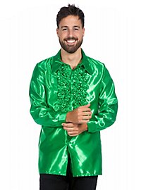 Satin ruffle shirt green