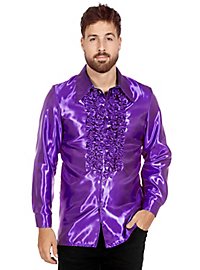 Satin ruffle shirt purple