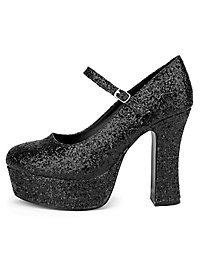 Scarpe con plateau glitter nero
