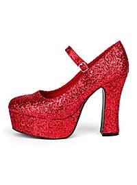 Scarpe con plateau glitterate rosse
