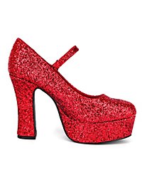 Scarpe con plateau glitterate rosse