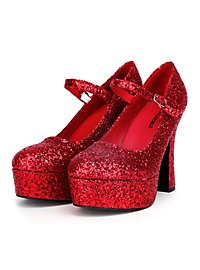 Scarpe con plateau glitterate rosse