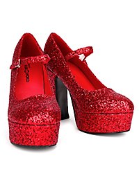 Scarpe con plateau glitterate rosse
