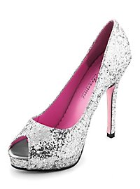 Scarpe peep toes glitterate argento