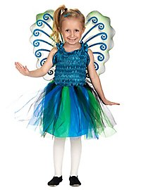 Schmetterlingskleid für Kinder blau-grün