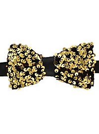 Schwarze Fliege mit goldenen Pailletten