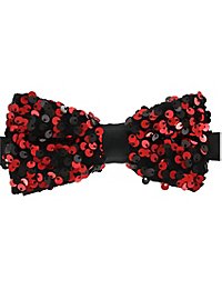 Schwarze Fliege mit roten Pailletten