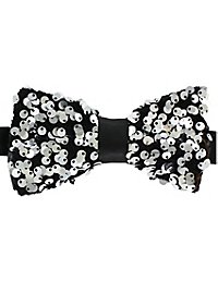 Schwarze Fliege mit silbernen Pailletten