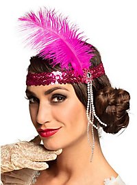 Sequined Flapper Headband hot pink